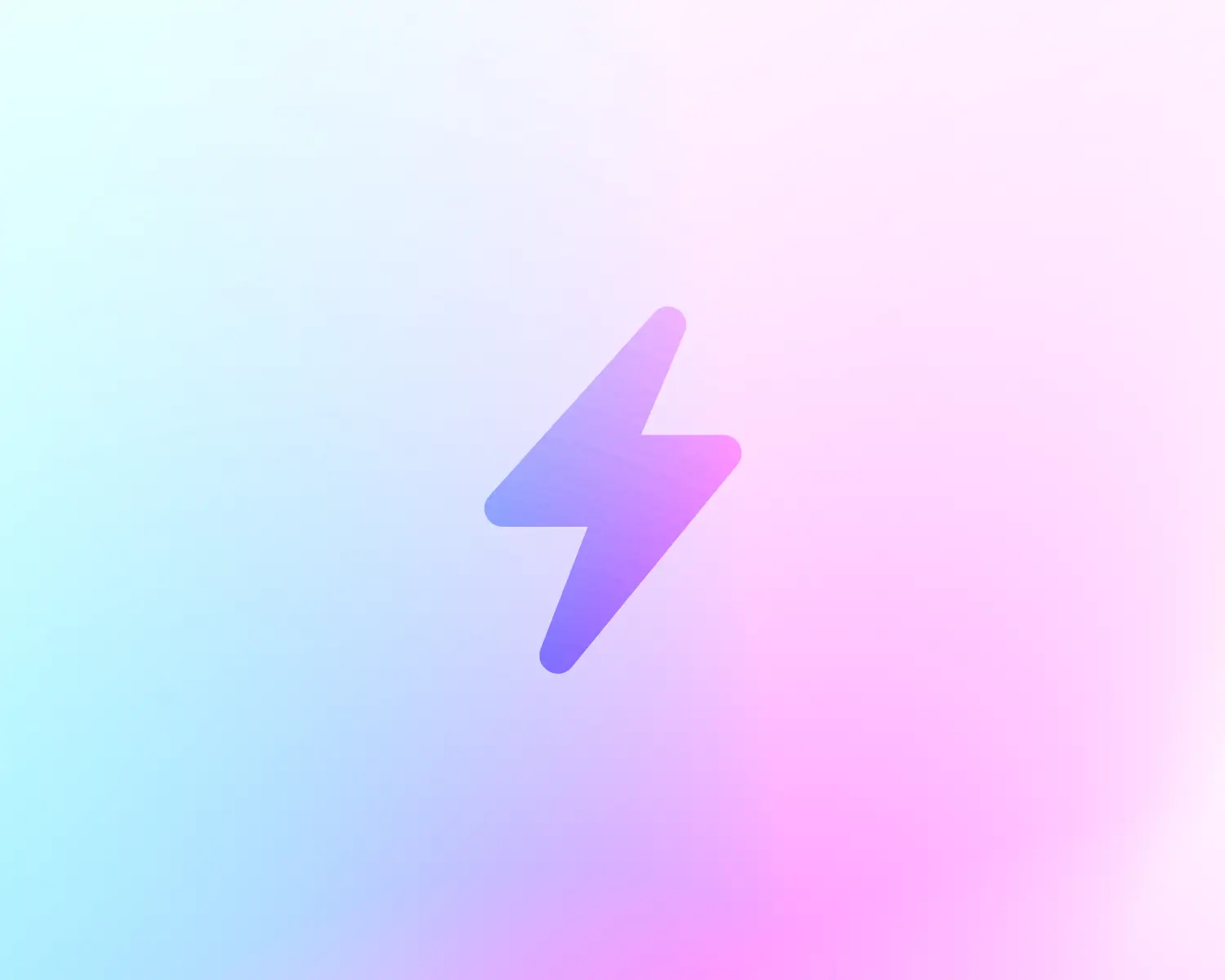 Purple lightning bolt silhouette centered on a pastel blue-pink gradient background.