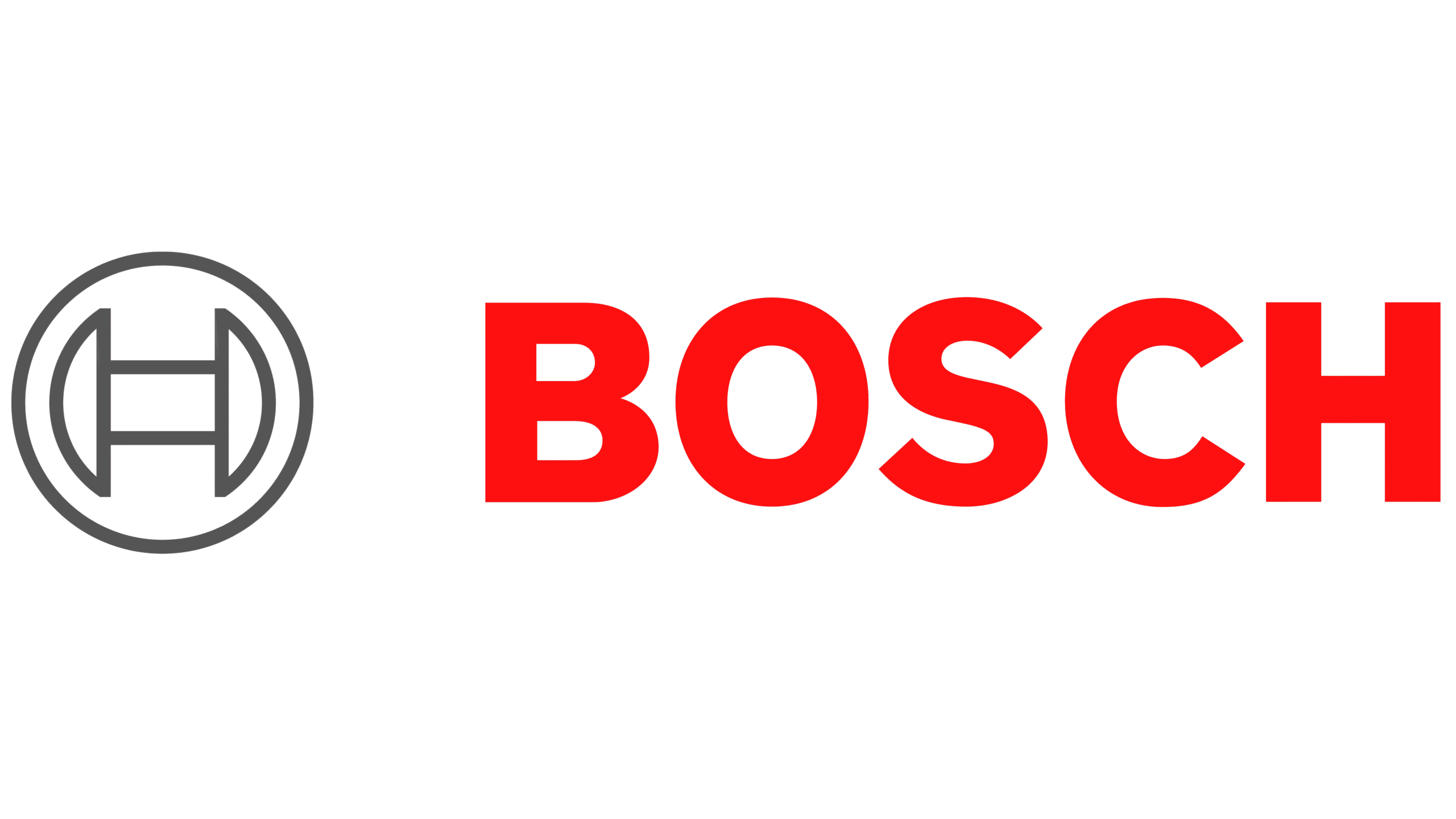 Bosch logo: gray circular emblem on the left and bold red 'BOSCH' wordmark on a black background, brand symbolizing the company.