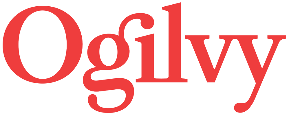 Ogilvy logo in red serif font